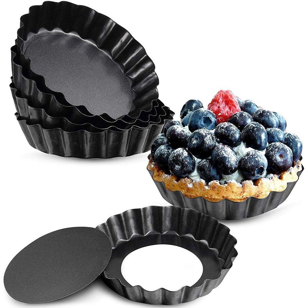 [B034]ถาดอบพาย แบบถอดก้น ขอบหยัก Non- Stick สีดำ มีให้เลือกซื้อ 3 ขนาด! อุปกรณ์เบเกอรี่