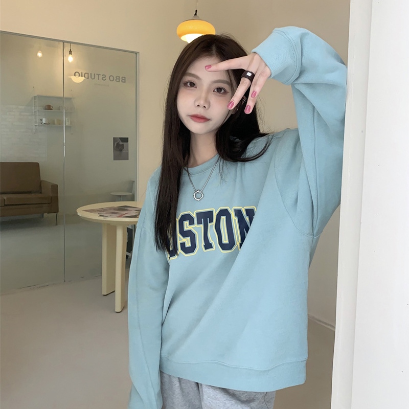 VKMonday สินค้าส่งในไทย เสื้อแขนยาวแฟชั่น ทรงเสื้อคอกลมมาพร้อมให้เลือกซื้อ 4 สี พูดเลยสวยปังทุกสี