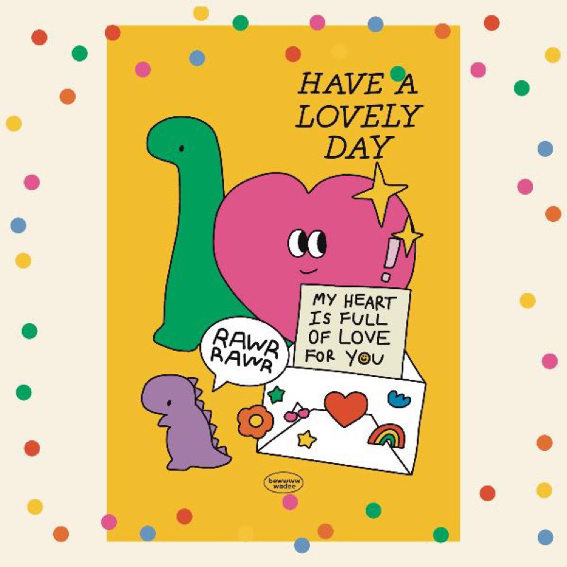(Postcard) DINO KEVIN : lovely day โปสการ์ดไดโนเสาร์ขนาด 4x6 นิ้ว
