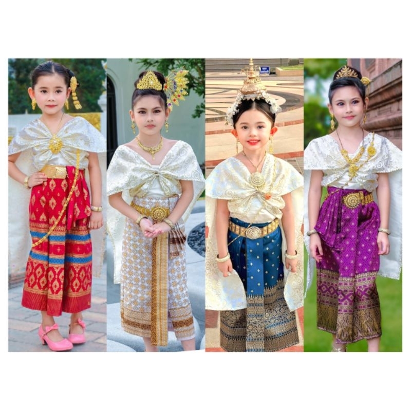 ชุดไทยสไบหน้านางนางนพมาศ ชุดไทยวันลอยกระทง ชุดไทยนางนพมาศเด็ก ชุดสไบหน้านางเด็ก ชุดไทยผ้าถุงหน้านางเด็ก