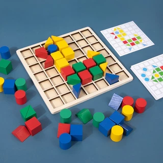บล็อคไม้ปริศนา ของเล่นไม้เพื่อการศึกษา การพัฒนาทางปัญญาแนว Montessori