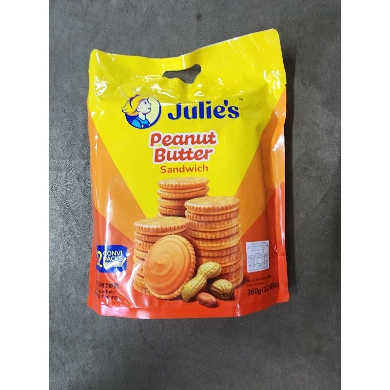 จูลี่แครกเกอร์ เนยถั่ว หูหิ้ว ถุงใหญ่ 360 กรัม Julie peanut butter sandwich
