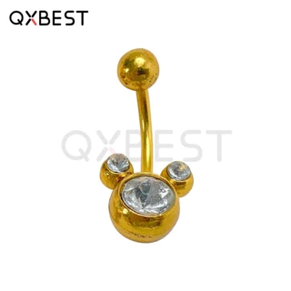 ✪จิวสะดือสแตนเลสแท้ จิวหูสแตนเลสแท้ ✪ Navel with 2 CZ (NV.2CZ)✪ Korean earring navel CZ Stainless Steel ascessories