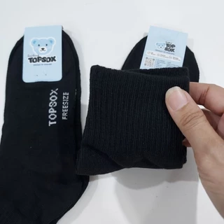 ถุงเท้าข้อกลางสีดำ ป้ายTopsox หนา นุ่ม ยกโหล12คู่