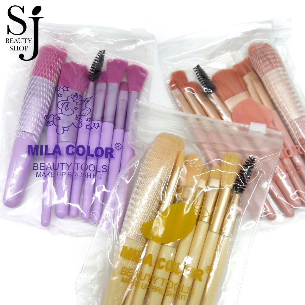 Mila Color Makeup Brush Kit เซตแปรงแต่งหน้า ขนาดพกพา ขนแปรงนุ่มไม่บาดผิวหน้า