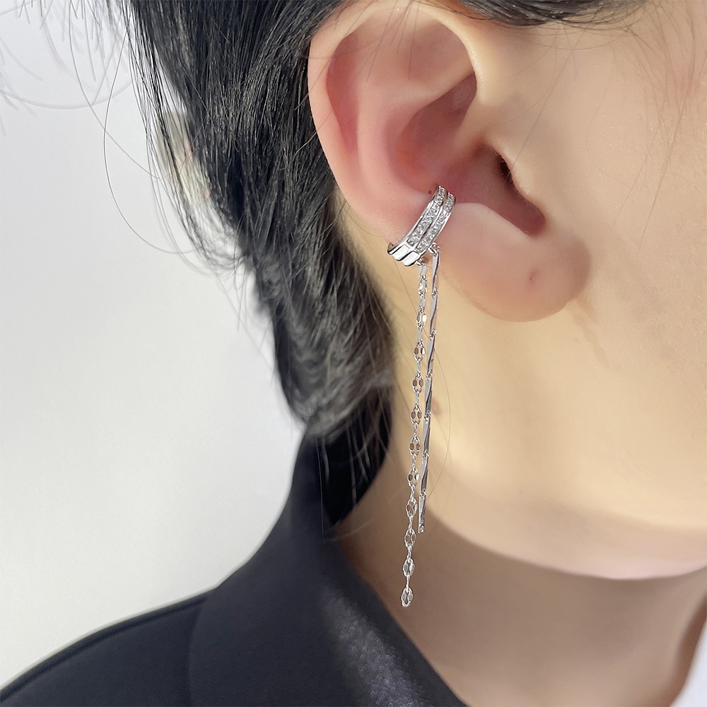 𝑬𝒂𝒓 𝒄𝒖𝒇𝒇 เอียคัพ แถบเพชร ระย้า เงินแท้s925 • E300