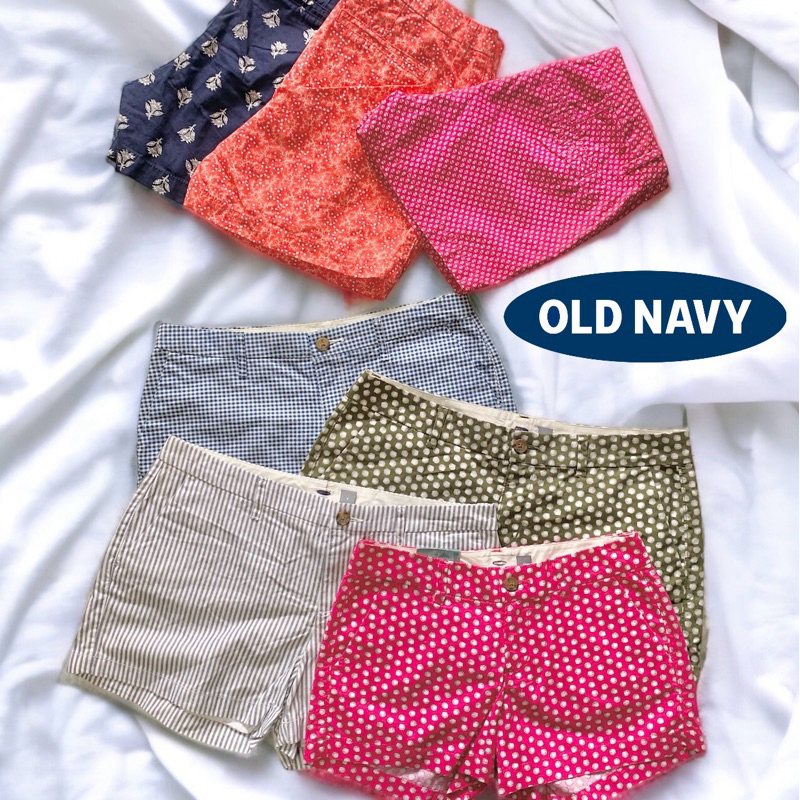 Old navy กางเกงขาสั้น ผู้หญิง มีลายมีไซส์ 100% Cotton🐌
