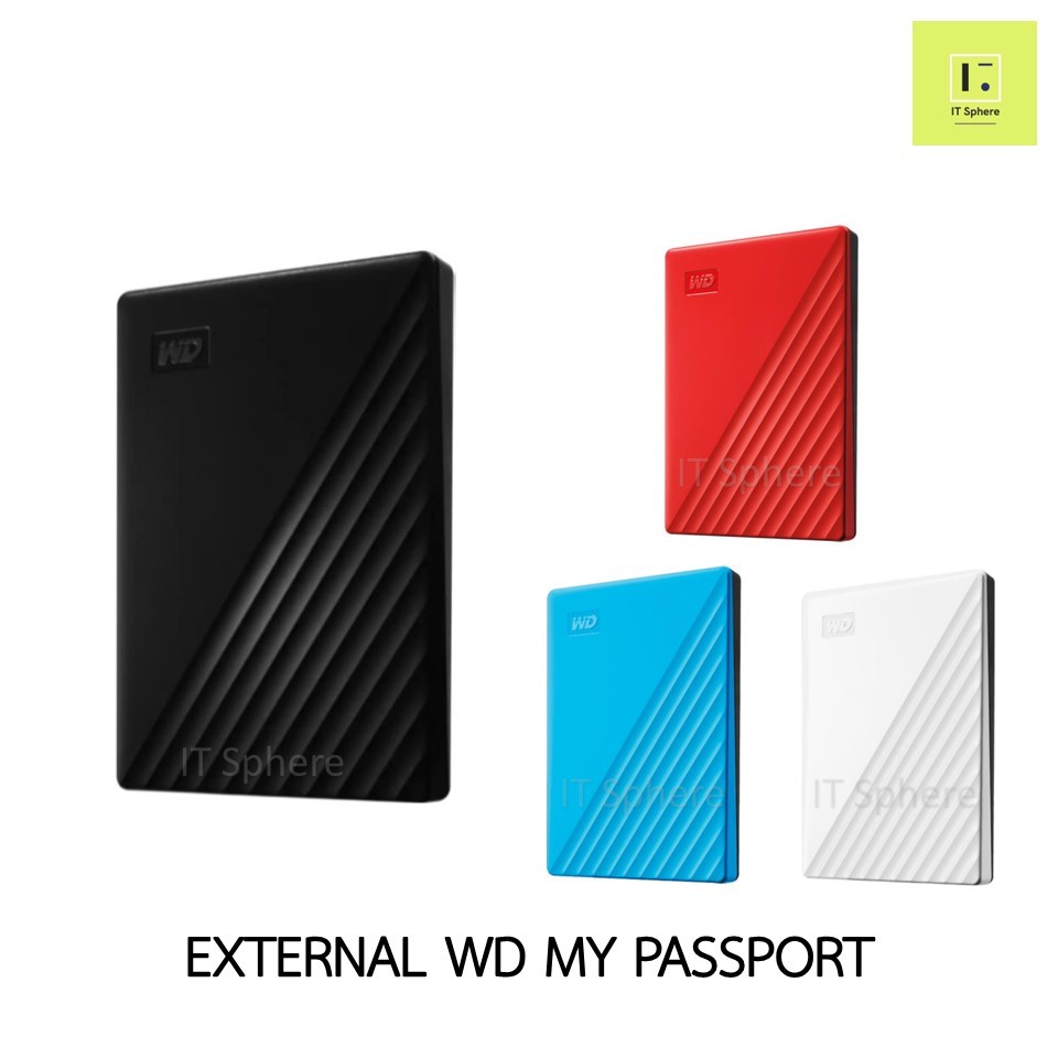 [ศูนย์ไทย ประกัน 3 ปี] WD My Passport 1TB 2TB 4TB 5TB Black Red  สีดำ สีแดง สีฟ้า สีขาว ฮาร์ดดิสก์พกพา harddisk พกพา hdd