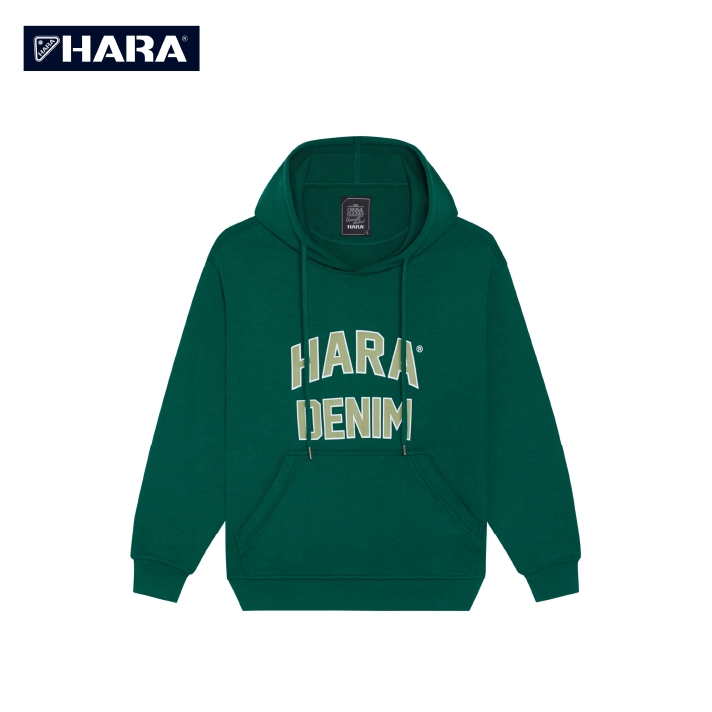 Hara เสื้อหนาวสวมหัว สกรีน Hara New Basic สีเขียวเข้ม  HMTL-002705 (เลือกไซส์ได้)
