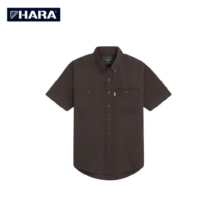 Hara เสื้อเชิ้ต Hara Classic สีน้ำตาล สองกระเป๋าพร้อมกระดุมเหล็ก HMGS-901609 (เลือกไซส์ได้)