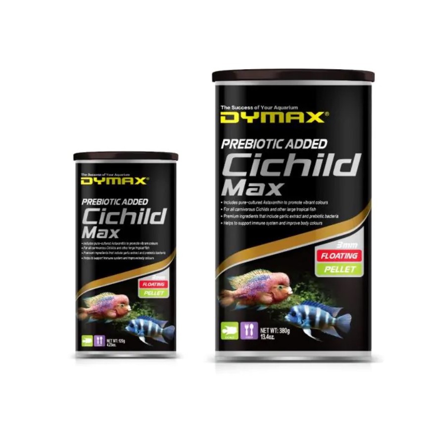 อาหารปลาหมอ ผสมพรีไบโอติก แบบเม็ดลอย Dymax Cichlid Max ซิคลิด แม๊กซ์