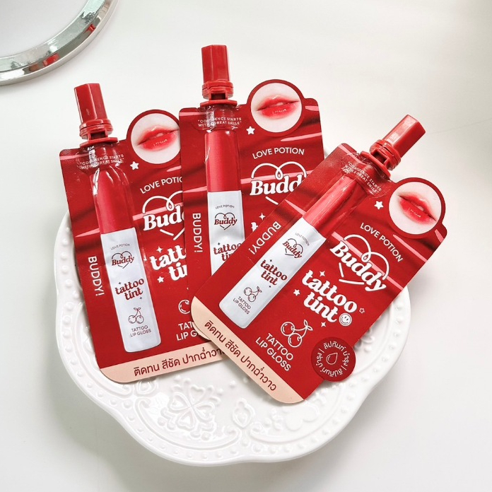 ลิปแทททูทิ้นท์ แบบซอง BUDDY TATTOO LIP TINT 1.5g