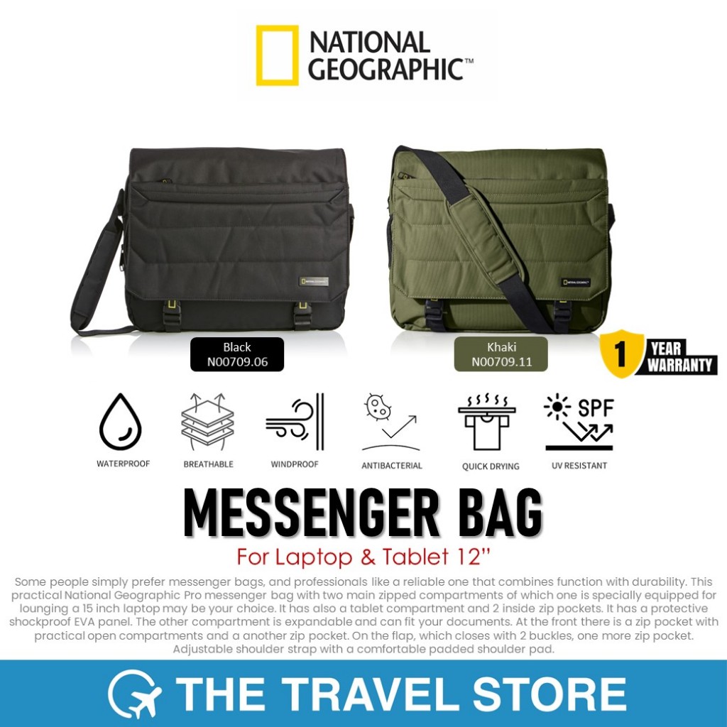 NATIONAL GEOGRAPHIC N00709 Messenger Bag (N00709.XX) กระเป๋าสะพายข้าง ทรงเมสเซนเจอร์