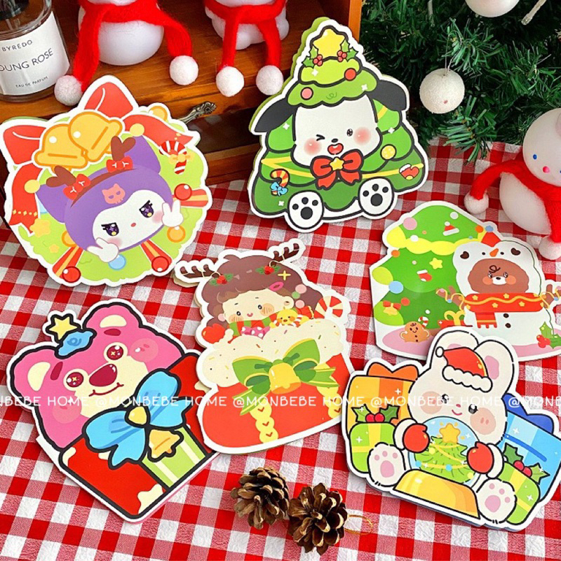 การ์ดคริสต์มาส ของขวัญคริสต์มาส การ์ดข้อความ พับเก็บได้ มี 6 ลายให้เลือก