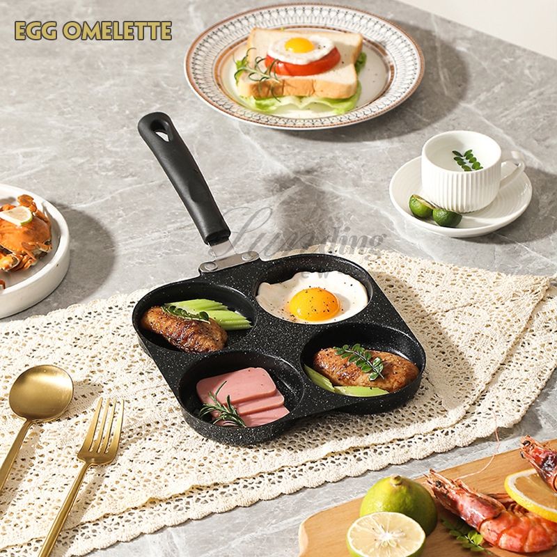 กระทะทอดไข่4หลุม Omelet PAN ใช้ทอดไข่ดาว ทอดแฮม ทำอาหารไม่ติด เคลือบสาร Non-Stick ไข่เกี๊ยวกระทะอาหารเช้า A2611