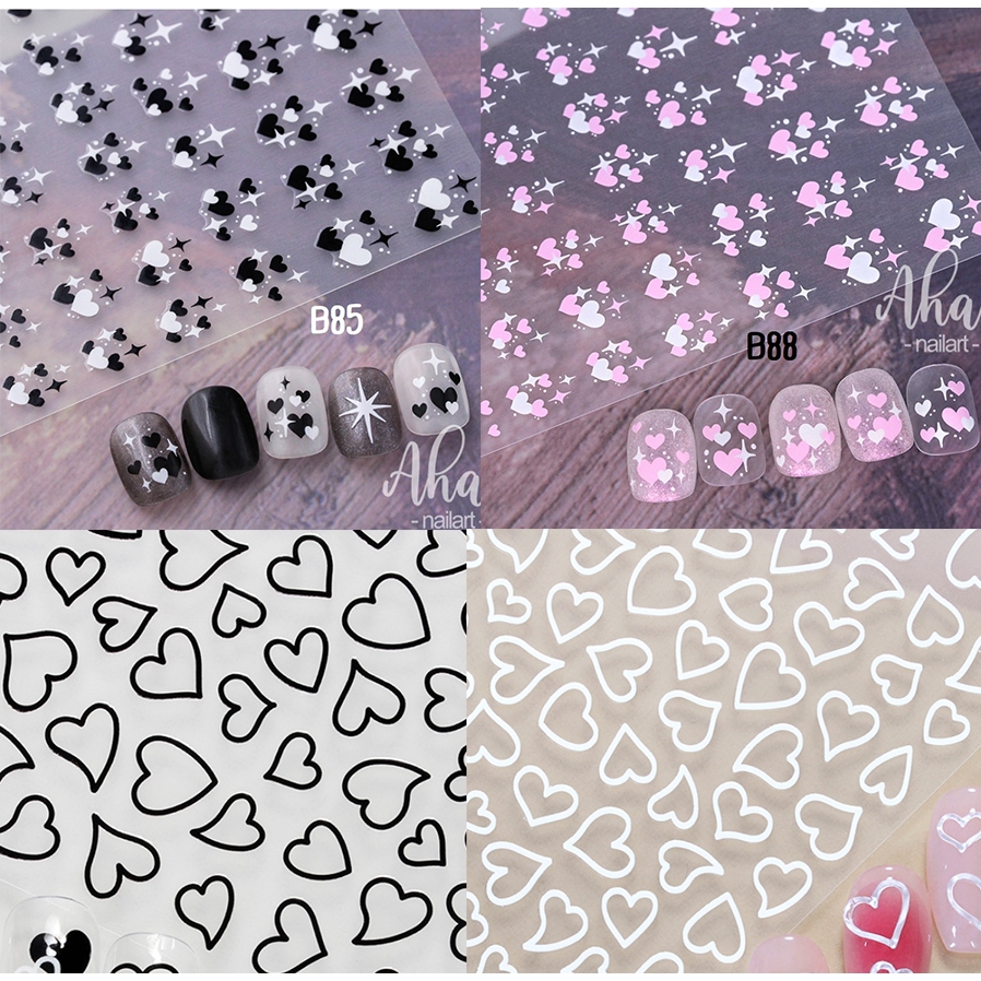 สติ๊กเกอร์ตกแต่งเล็บรูปหัวใจ สติ๊กเกอร์แบรนด์ AHA แบบมีกาวในตัว น่ารักมากก