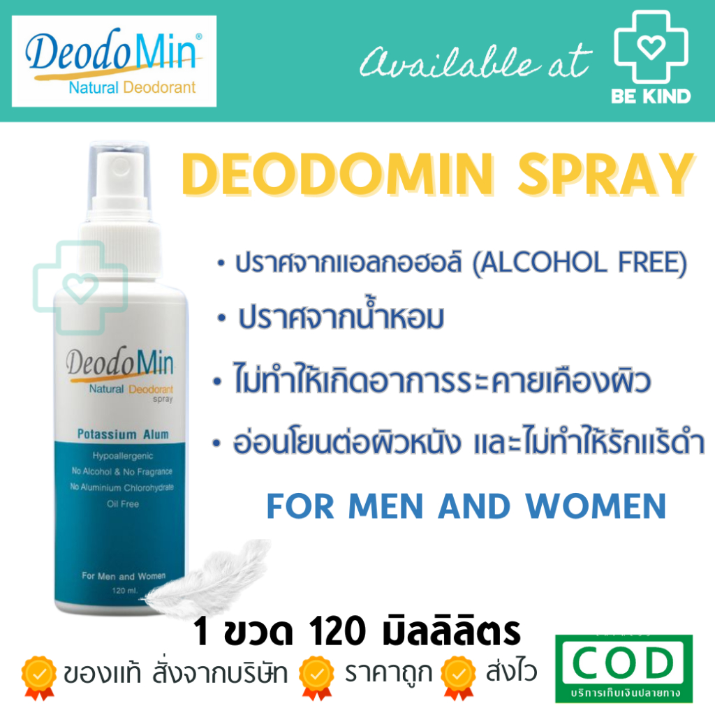 Deodomin Spray สเปรย์ระงับกลิ่นกายสารส้ม 120มล.