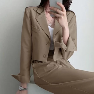 SUIT-2 (เฉพาะเสื้อ) เสื้อสูทเบลเซอร์ สูทครอปครึ่งตัว สำหรับผู้หญิง สูทแขนยาว คลุมไหล่ S-4XL สาวอวบใส่ได้ สินค้าพร้อมส่ง