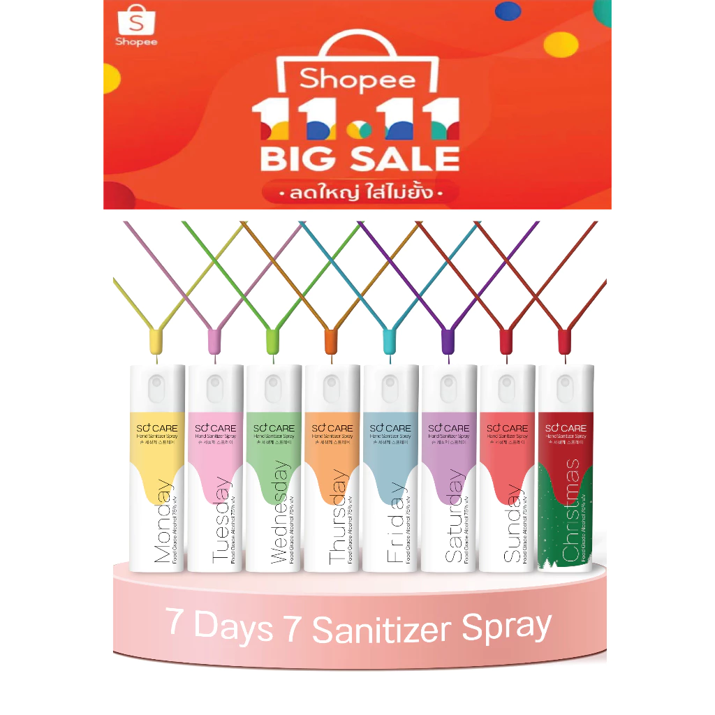 So Care สเปรย์แอลกอฮอล์ฟู้ดเกรด 10 ml พร้อมสายคล้อง 7 วัน 7 กลิ่น แอลกอฮอล์น้ำหอม พรีเมี่ยม แบบพกพา Hand Sanitizer Spray