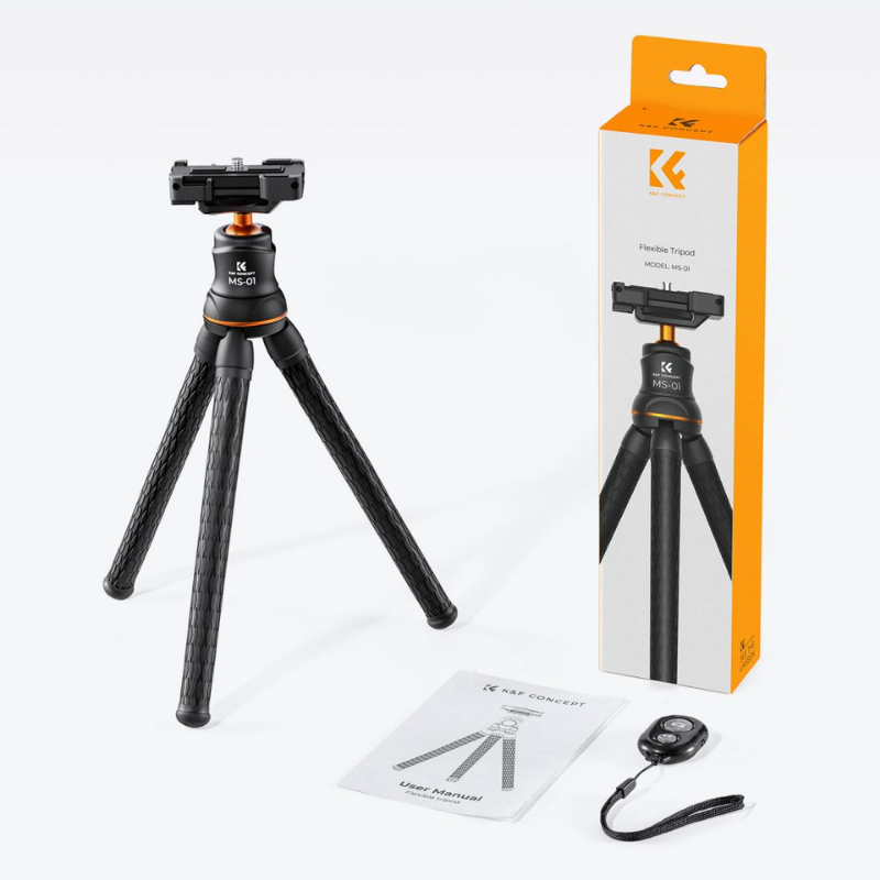 ขาตั้งกล้องหนวดปลาหมึก K&F ขนาดเล็กแบบยืดหยุ่น พร้อมรีโมทBluetooth (KF09.129)