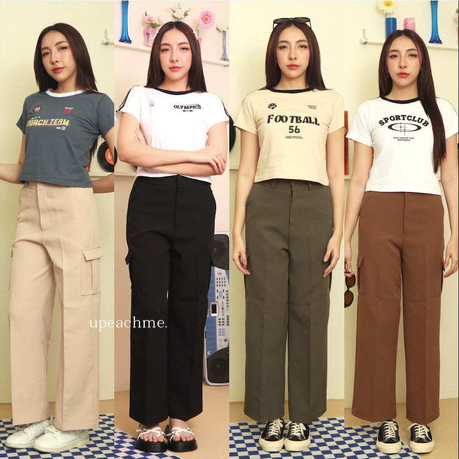 CAMPING TROUSERS I กางเกงขายาวคาร์โก้กระบอกใหญ่สไตล์แคมป์ปิ้ง กางเกงคาร์โกทรงช่างทรงลุง