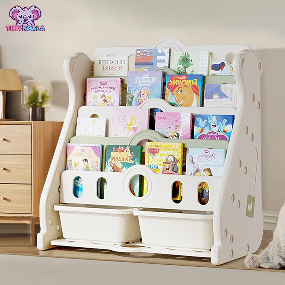 Tinykoala ของแจก:99฿รถบล็อก6in1 ชั้นวางหนังสือเด็ก ชั้นวางหนังสือ7ชั้น วางหนังสือได้200กว่าเล่ม และเก็บของเล่นได้