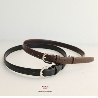 KANDA JEANS : Leather Belt (silver) เข็มขัดหนังแท้ เกรดพรีเม…