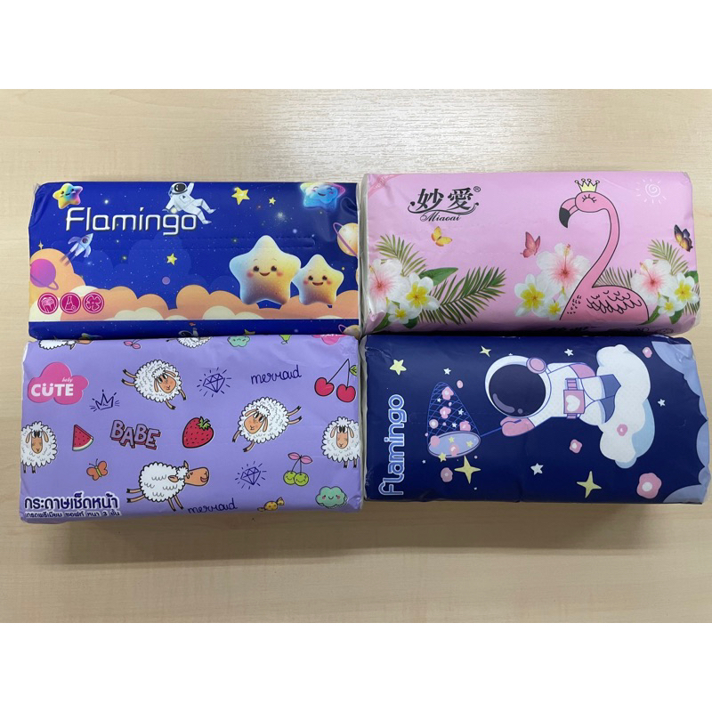 กระดาษทิชชู่ไร้ฝุ่น หนา 3 ชั้น คละแบบ คละสี ทิชชู่พกพา