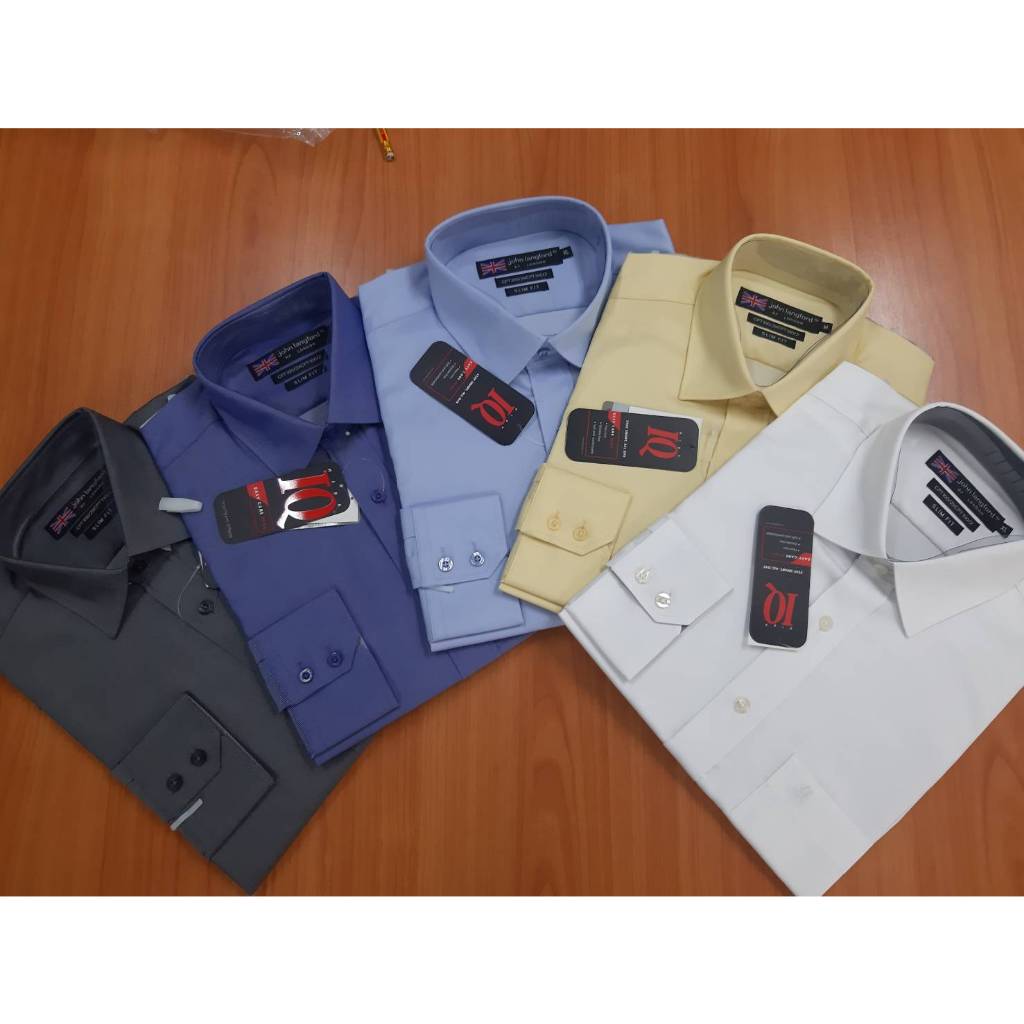 John Langford เสื้อเชิ้ตแขนยาว รุ่น032-1446S สีพื้น มี5สีให้เลือก