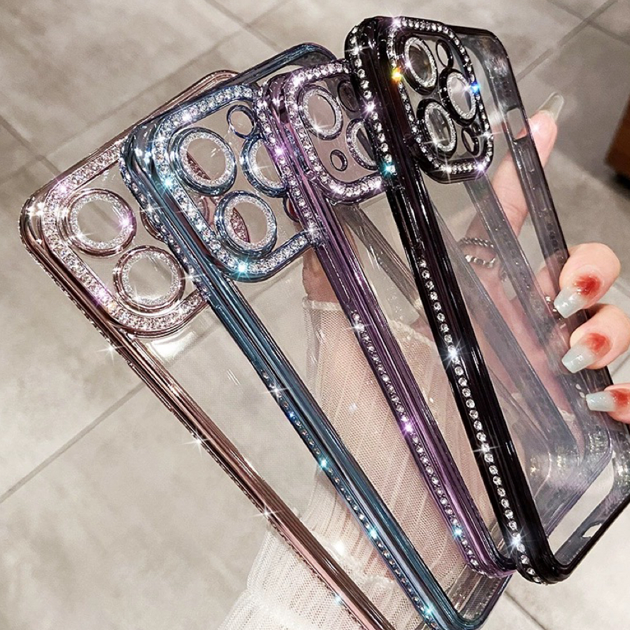 case เคสนิ่มก้องเพชร เคสขอบเงาเพชร สำหรับ for iPhone 11-12-13-Pro-max-12Pro-13Pro-12Promax-13Promax-foriPhone 13 Pro max
