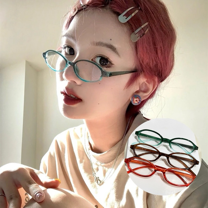 แว่นตา ทรงวงรี ขนาดเล็ก สไตล์เรโทร สําหรับผู้หญิง [[สินค้าพร้อมส่ง]]