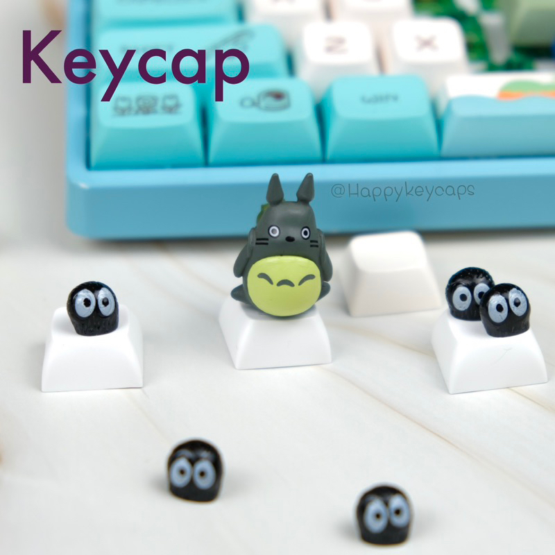 คีย์แคปการ์ตูน totoro มาพร้อมน้องฝุ่นนน น่ารักๆ keycaps mechanical, custom keycap , handmade ปุ่มกดคีย์บอร์ด