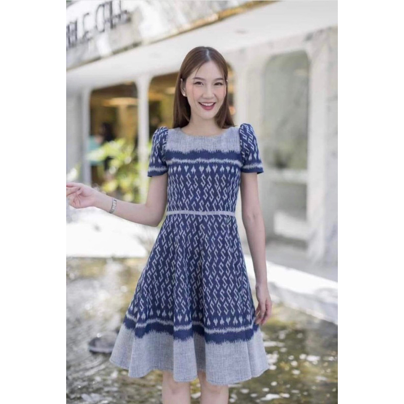 ส่งต่อเดรสผ้าไทย ไซส์m ป้ายMabel