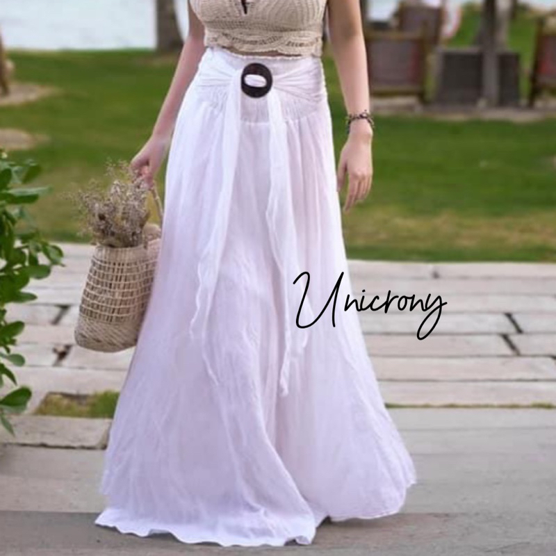 Unicrony พร้อมส่ง กระโปรงกะลา สีขาว งานสวย ใส่สบาย ใส่ไปทะเลชิวๆ ราคา ถูกที่สุด ดีลบีเคเค แกลเลอรีภาพที่ 3