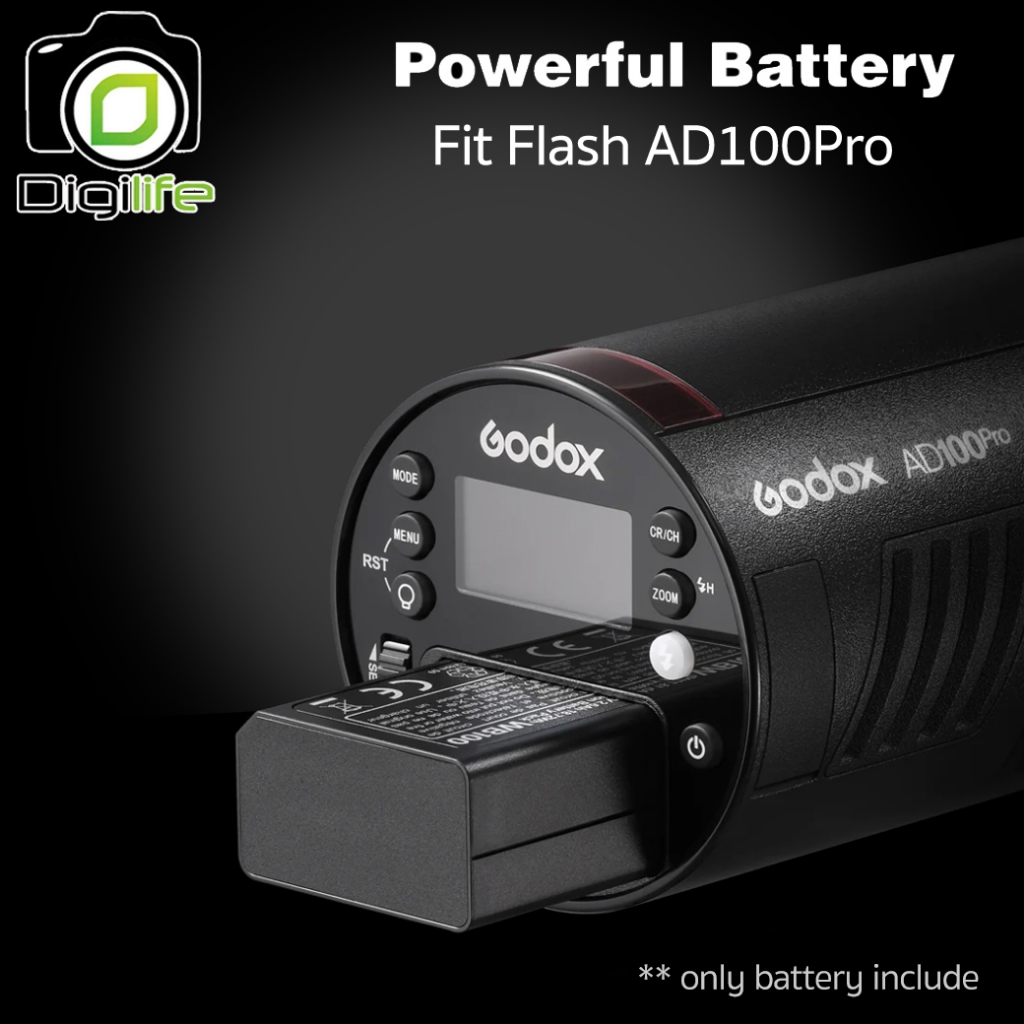 Godox Battery WB100, WB100A, WB100B - For Flash AD100Pro, V1, V860III, MF-R76, etc / Digilife Thailand Shop