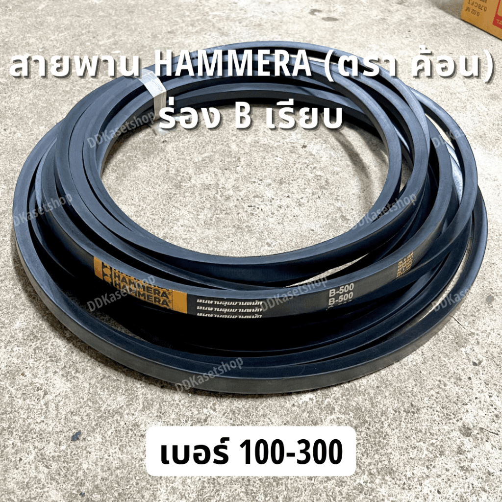 สายพาน HAMMERA (ตรา ค้อน) ร่อง B เรียบ เบอร์ 100-300 สายพานการเกษตร อุตสาหกรรม มอเตอร์ เครื่องยนต์เบนซิน ปั๊มสามสูบ
