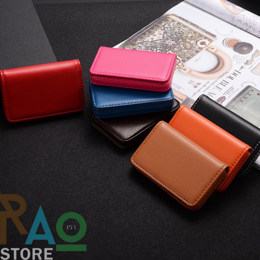RAO Store พร้อมส่ง กระเป๋าใส่นามบัตรหนังPU มีแม่เหล็ก ใส่นามบัตร ใส่บัตรเครดิต เรียบหรูดูดี