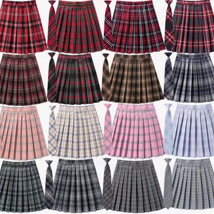 XS58CM-5XL94CM ญี่ปุ่นบวกขนาด jk เครื่องแบบนักเรียนเอวสูงลายสก๊อตจีบครึ่งกระโปรงสั้น