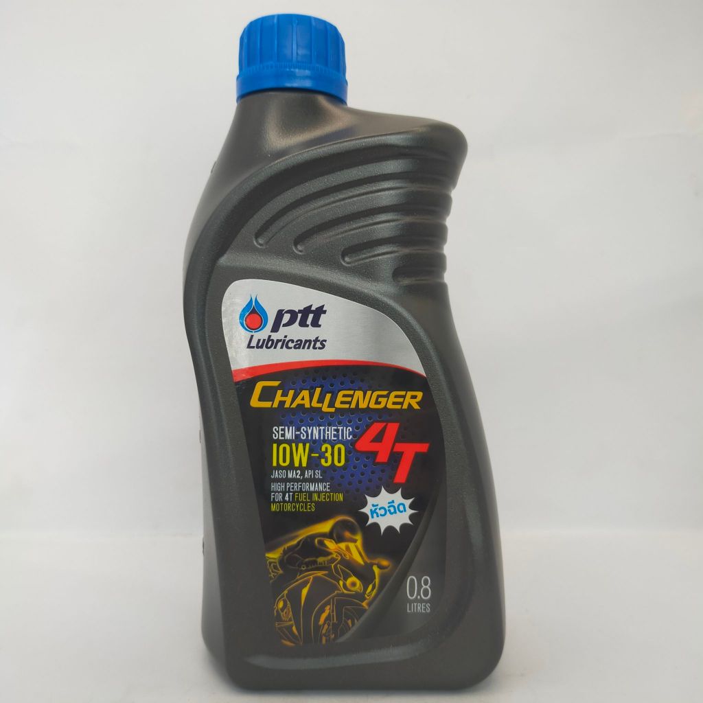 น้ำมันมอเตอร์ไซค์ 4 จังหวะ PTT challenger 4T ชาเลนเจอร์ 4ที 10w-30 0.8 ลิตร (ฝาน้ำเงิน)