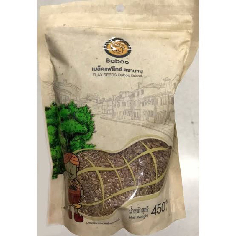 Baboo เมล็ดแฟล็กซ์ 450กรัม Flax seeds 100%