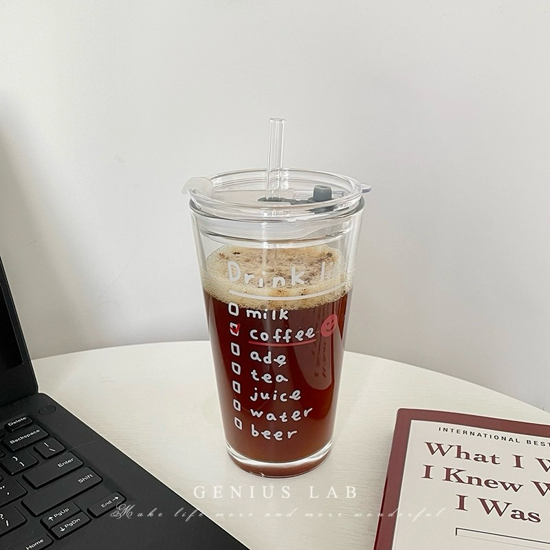 แก้วน้ำDrink coffee/ความจุ 450มล./รวมฝาและหลอด/จัดส่งจากประเทศไทย/แก้วน้ำกาแฟ