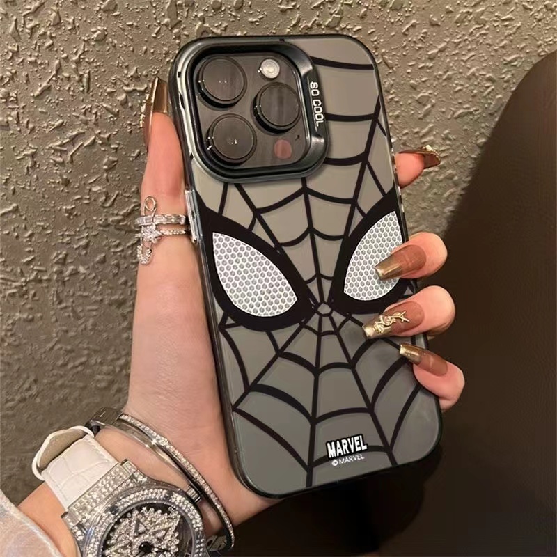 ❤️จัดส่งทันที❤️เคสไอโฟน11/12/13/15/16/17 Pro Max Black Spiderman Silver Matte Case For iPhone 11,12,13,15,16,15PM,16PM