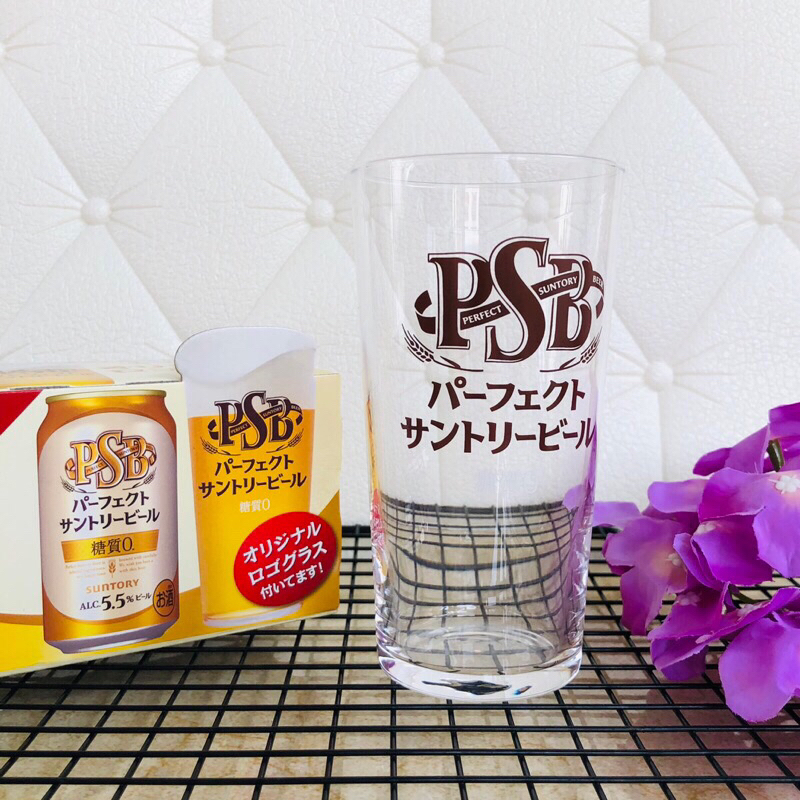 แก้วเบียร์ SUNTORY PERFECT SUNTORY BEER (PSB) 360ml มือสอง จากญี่ปุ่น