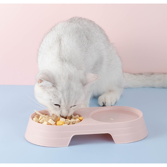 [พร้อมส่ง] ชามอาหารแมว ชามใส่อาหารสัตว์เลี้ยง รุ่นสีมาการองสดใส ชามคู่2หลุม เหมาะสำหรับใส่อาหาร ใส่น้ำ ใส่ขนม ราคา/ชิ้น