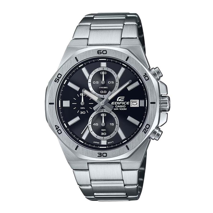 Casio Edifice นาฬิกาข้อมือผู้ชาย สายสเตนเลสสตีล รุ่น EFV-640D-1A / สีดำ สีเงิน