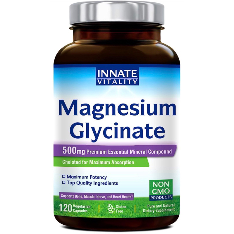 🇺🇸พร้อมส่ง🇺🇸Magnesium Glycinate 500mg สูตรเข้มข้น⭐️120 Veggie Capsules Innate Vitality