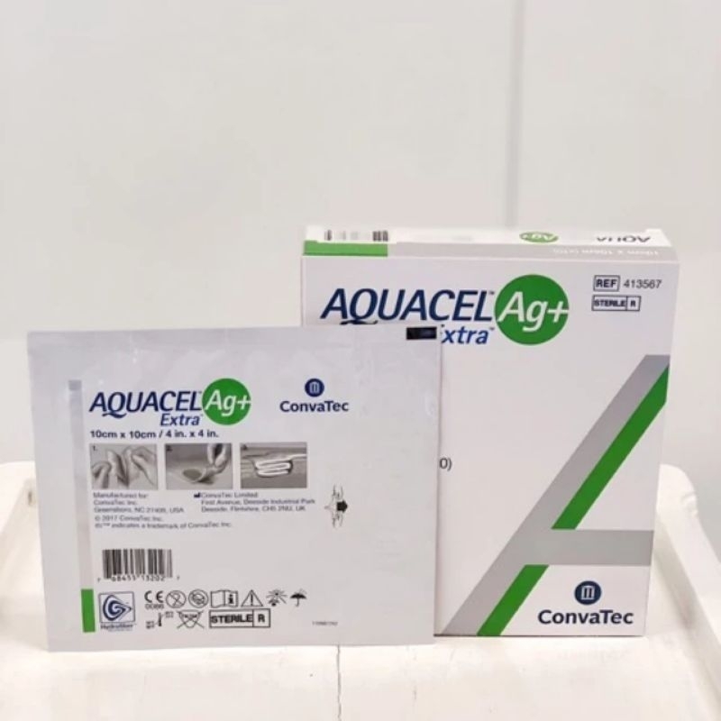 Aquacel Ag+ Extra ขนาด 10cm x 10 cm (4 นิ้ว×4 นิ้ว) 1 กล่อง 10 แผ่น