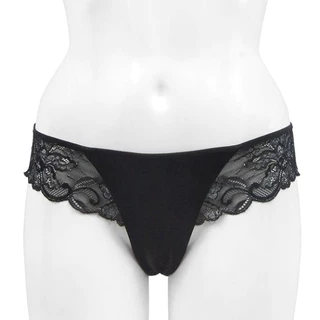 Annebra กางเกงใน ทรงบิกีนี่ ผ้ากำมะหยี่ ตัดต่อผ้าลูกไม้ Bikini Panty รุ่น AU3-887