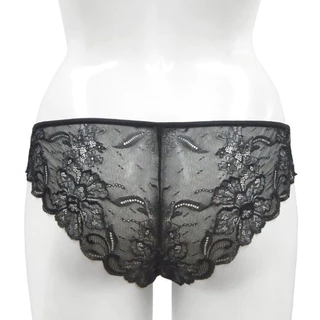Annebra กางเกงใน ทรงบิกีนี่ ผ้ากำมะหยี่ ตัดต่อผ้าลูกไม้ Bikini Panty รุ่น AU3-887