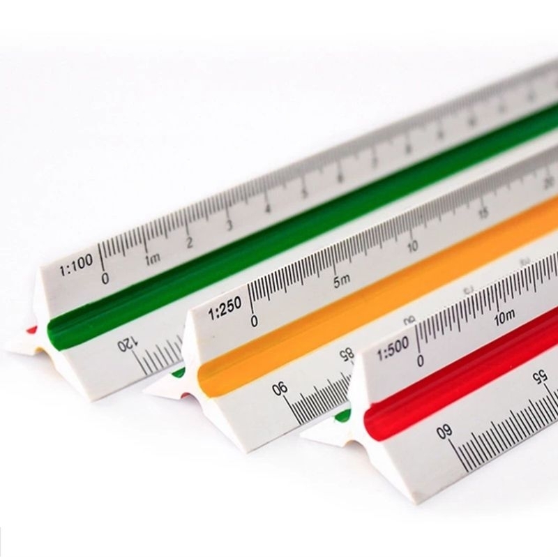 ไม้บรรทัดสเกล สเกลสามเหลี่ยม 30 ซม. Triangular Scale Ruler ไม้บรรทัดสามเหลี่ยม ไม้วัดสเกล ไม้สเกล